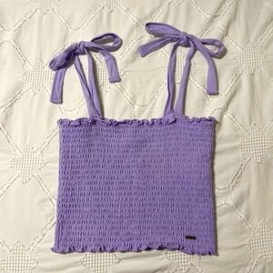purple hollister tube top with adjustable straps